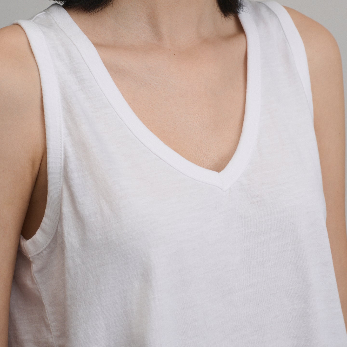 Women's Sunwashed Cotton V-Neck Tank-White-11