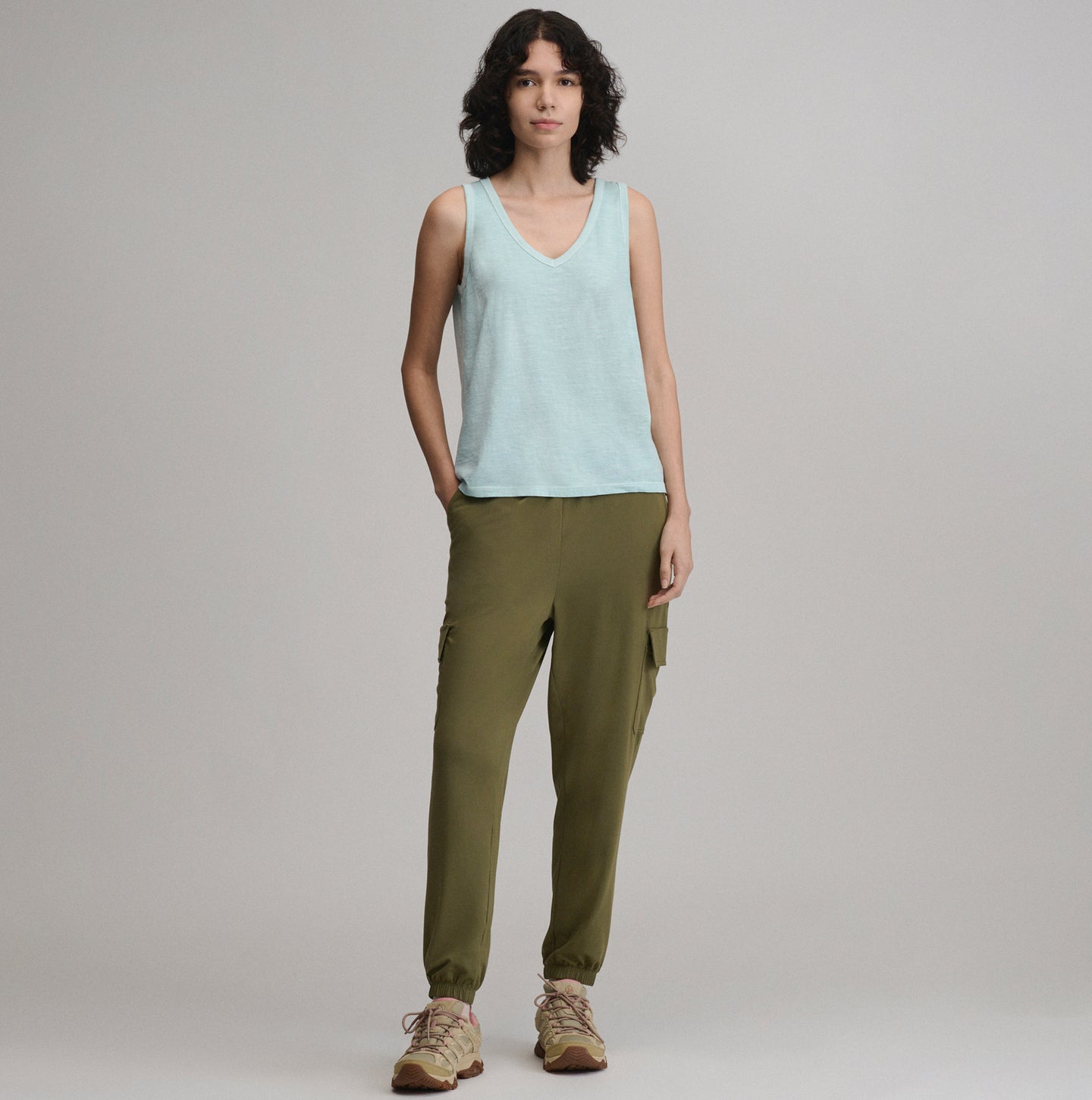 Women's Sunwashed Cotton V-Neck Tank-Lt Aqua-20