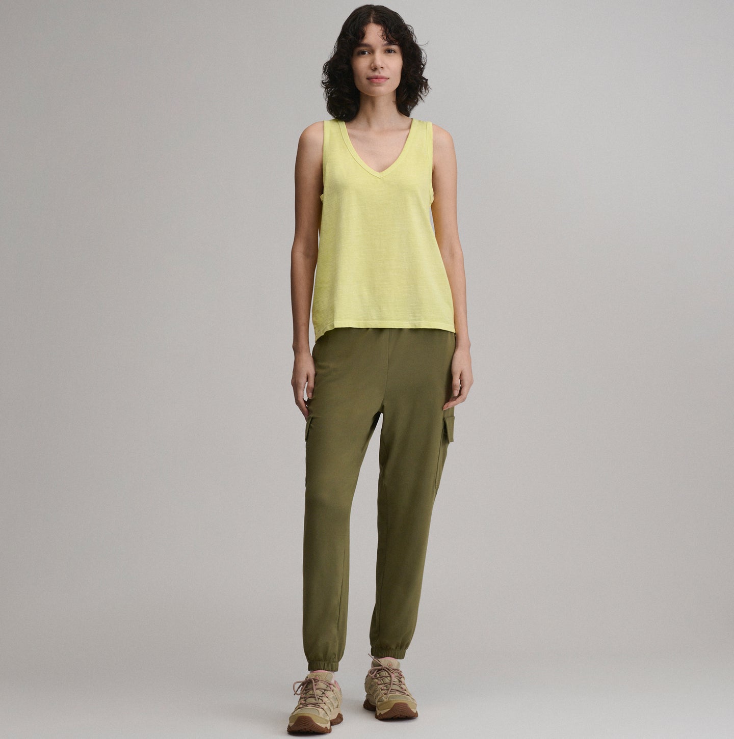 Women's Sunwashed Cotton V-Neck Tank-Sorbet-24