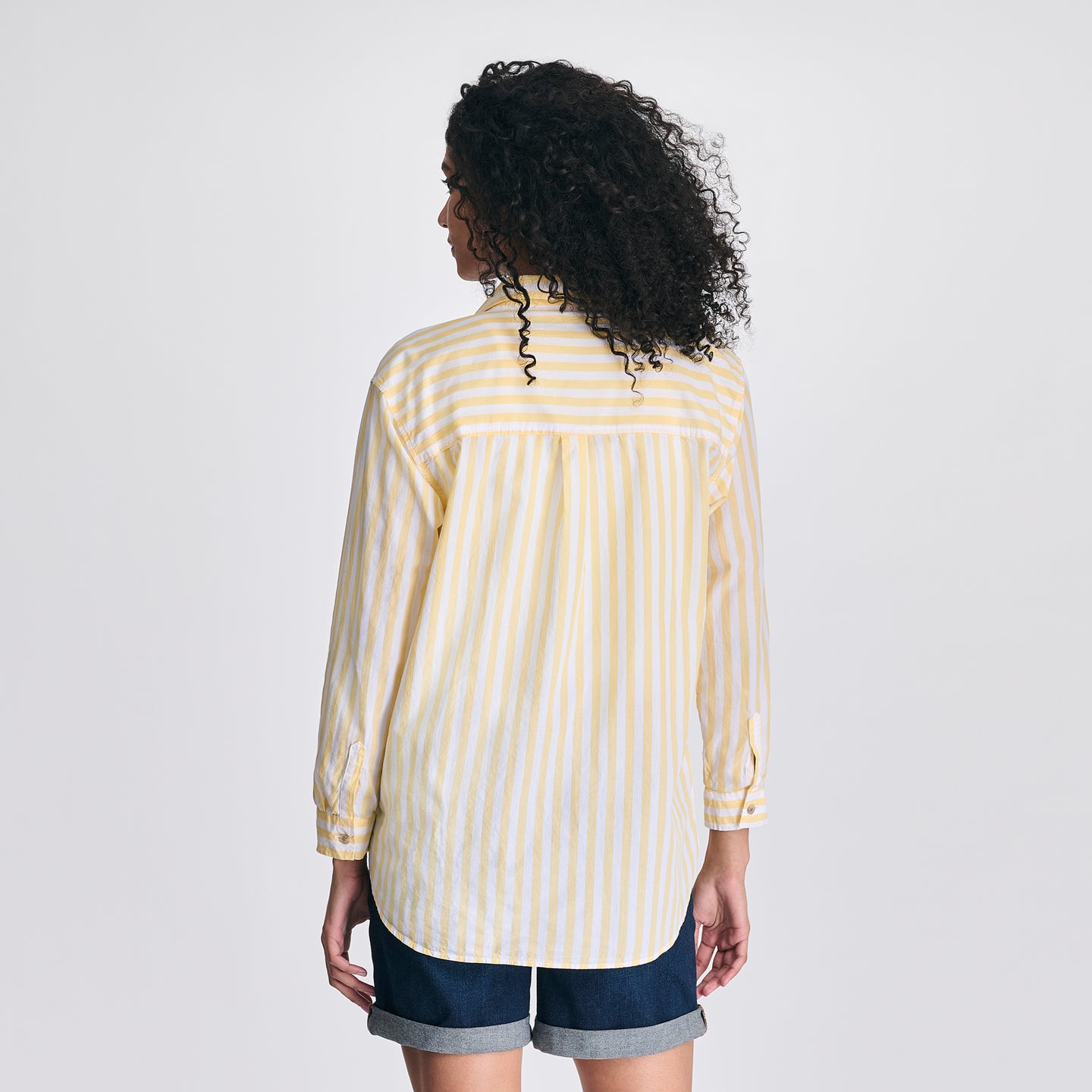 Women's Poplin Button Down Shirt-Yellow-4