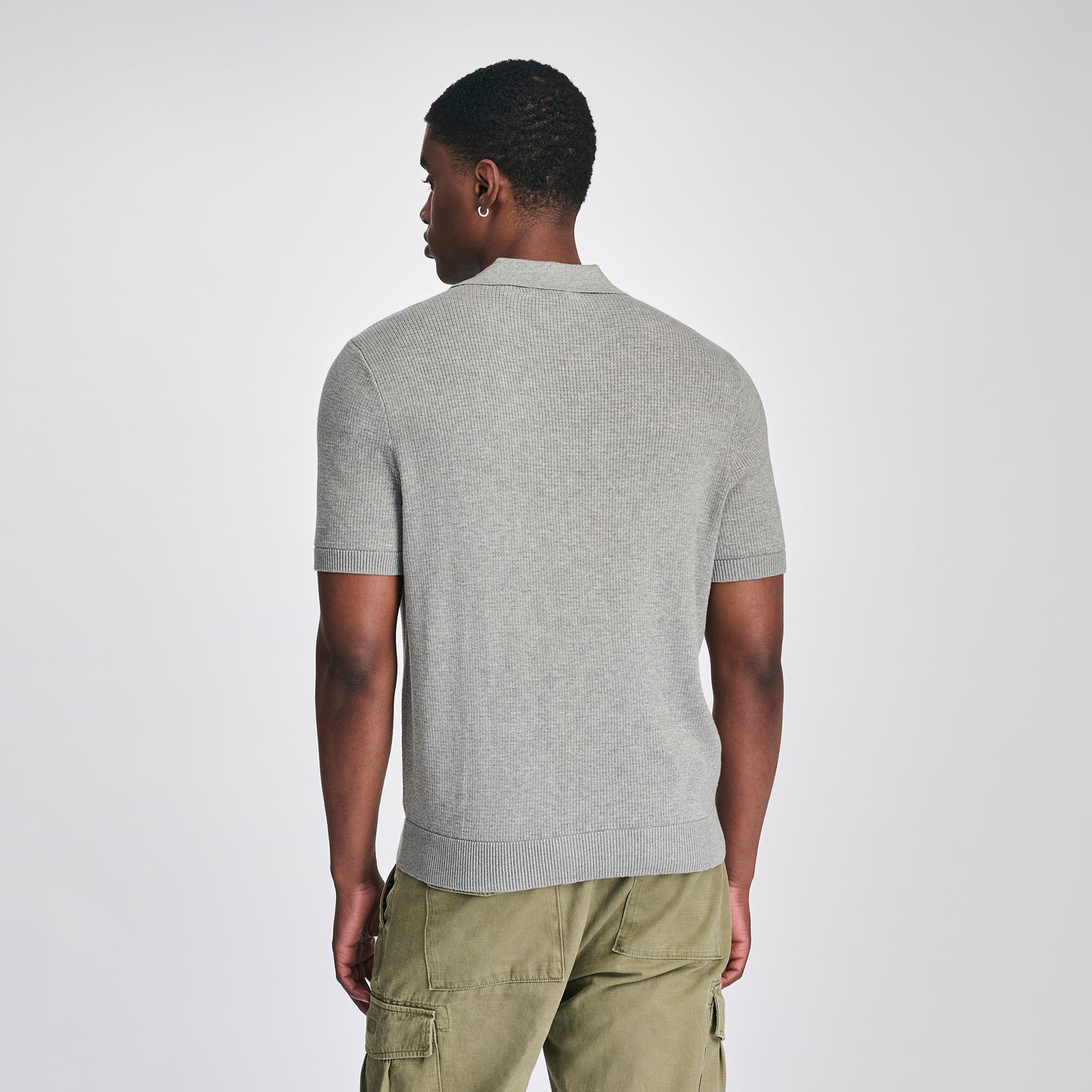 Men's SS Novelty Polo Sweater-Htr Gray-2