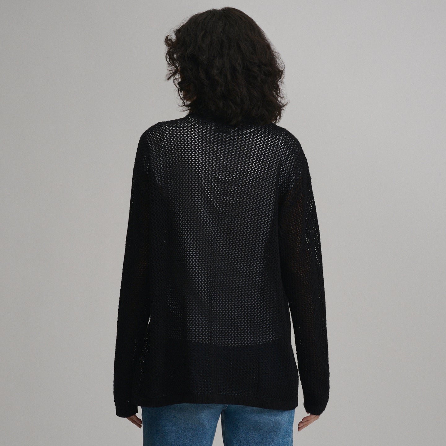 Women's Open-Front Cardigan-Black-2