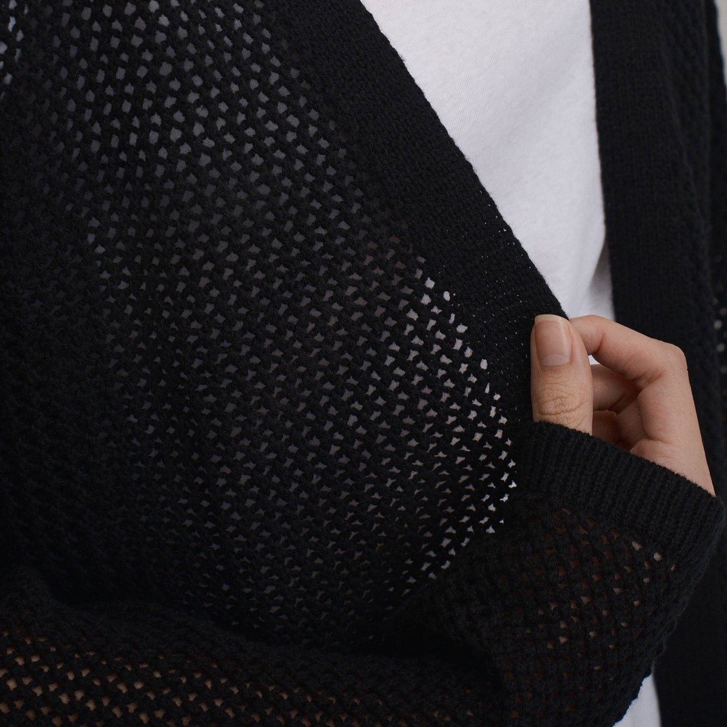 Women's Open-Front Cardigan-Black-3