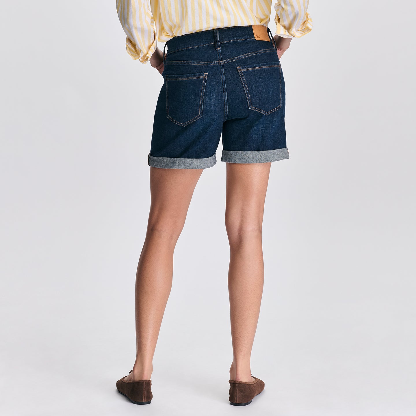 Women's Boyfriend Denim Shorts-Blue Denim-2