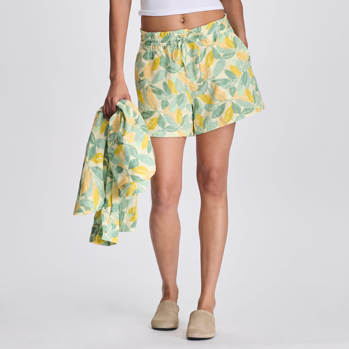 Women's Woven Cotton Slub Short-Lmdrp-7