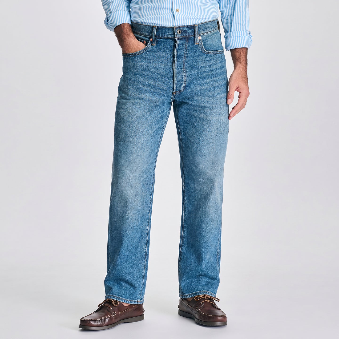 Men's Heritage Loose Fit Jeans-Pacific Blue-1