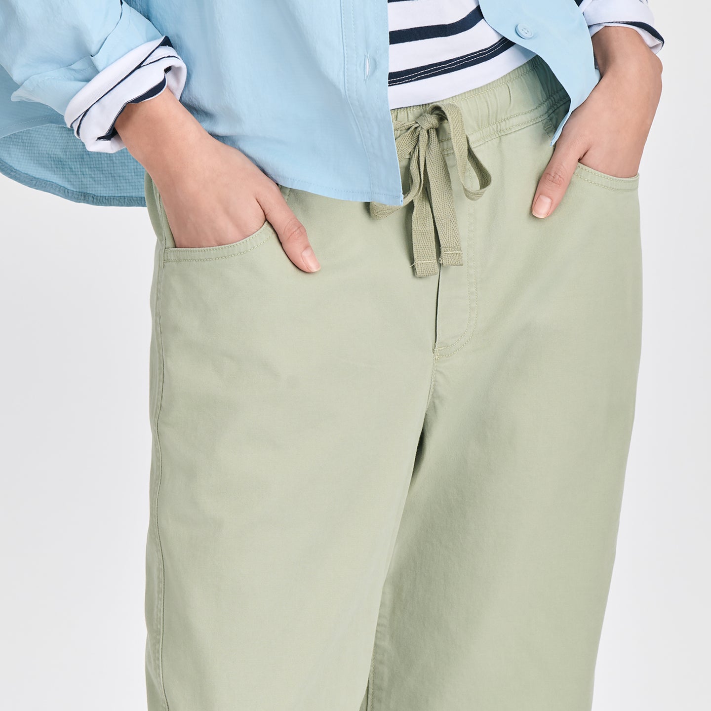 Women's Softened Legend Wash Tie Front Pants-Dusty Sage-10