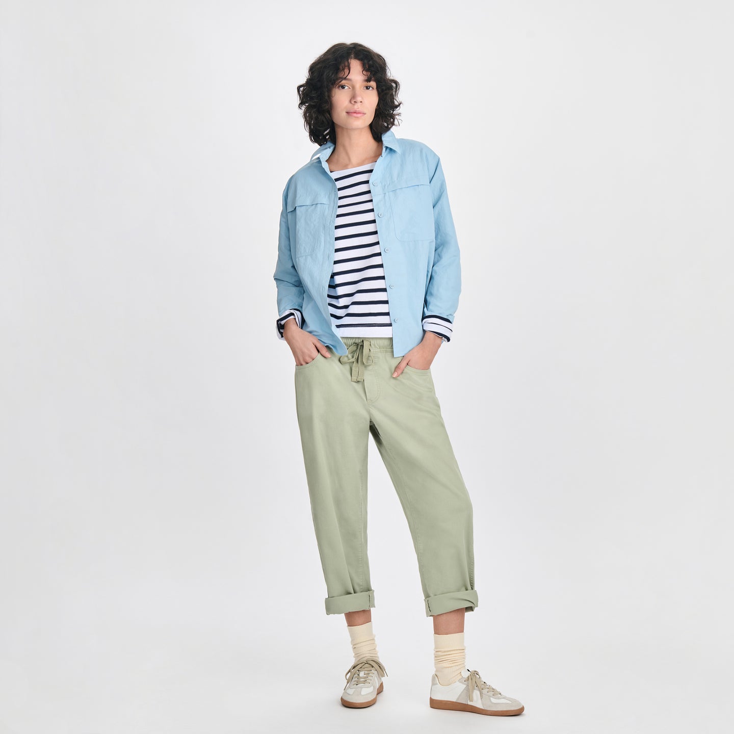 Women's Softened Legend Wash Tie Front Pants-Dusty Sage-11