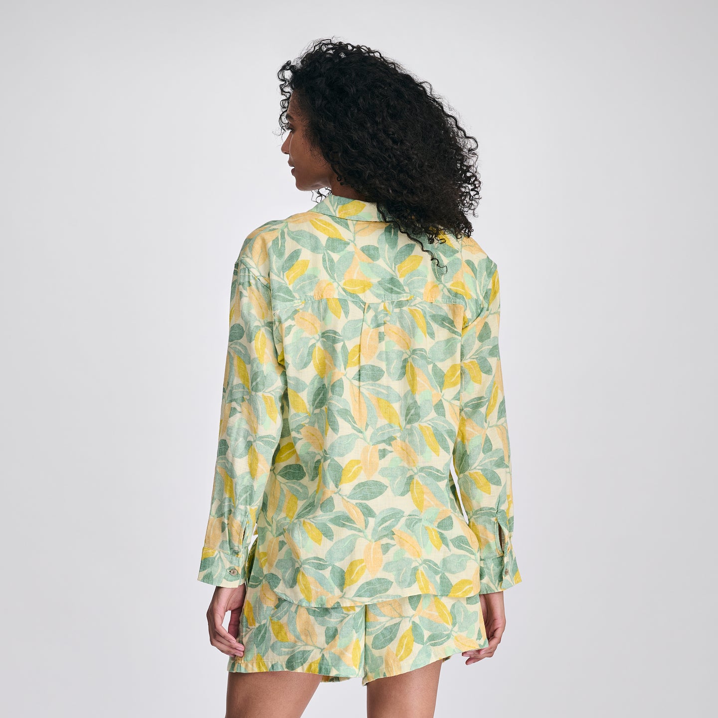 Women's Woven Printed Cotton LS Slub-Lmdrp-2