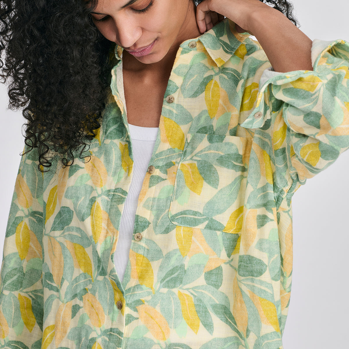 Women's Woven Printed Cotton LS Slub-Lmdrp-3