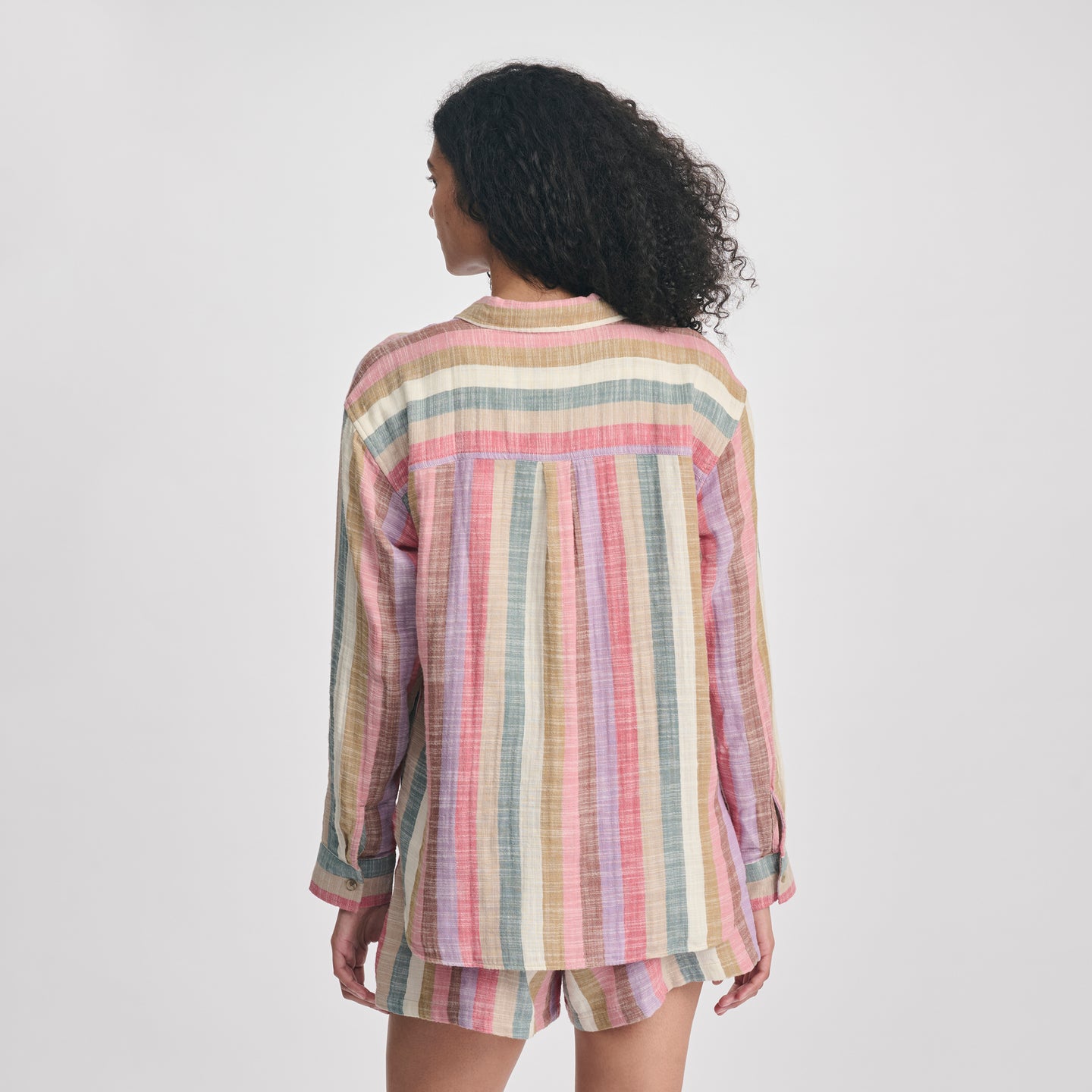Women's Woven Stripe Cotton LS Slub-Ctlpe-6