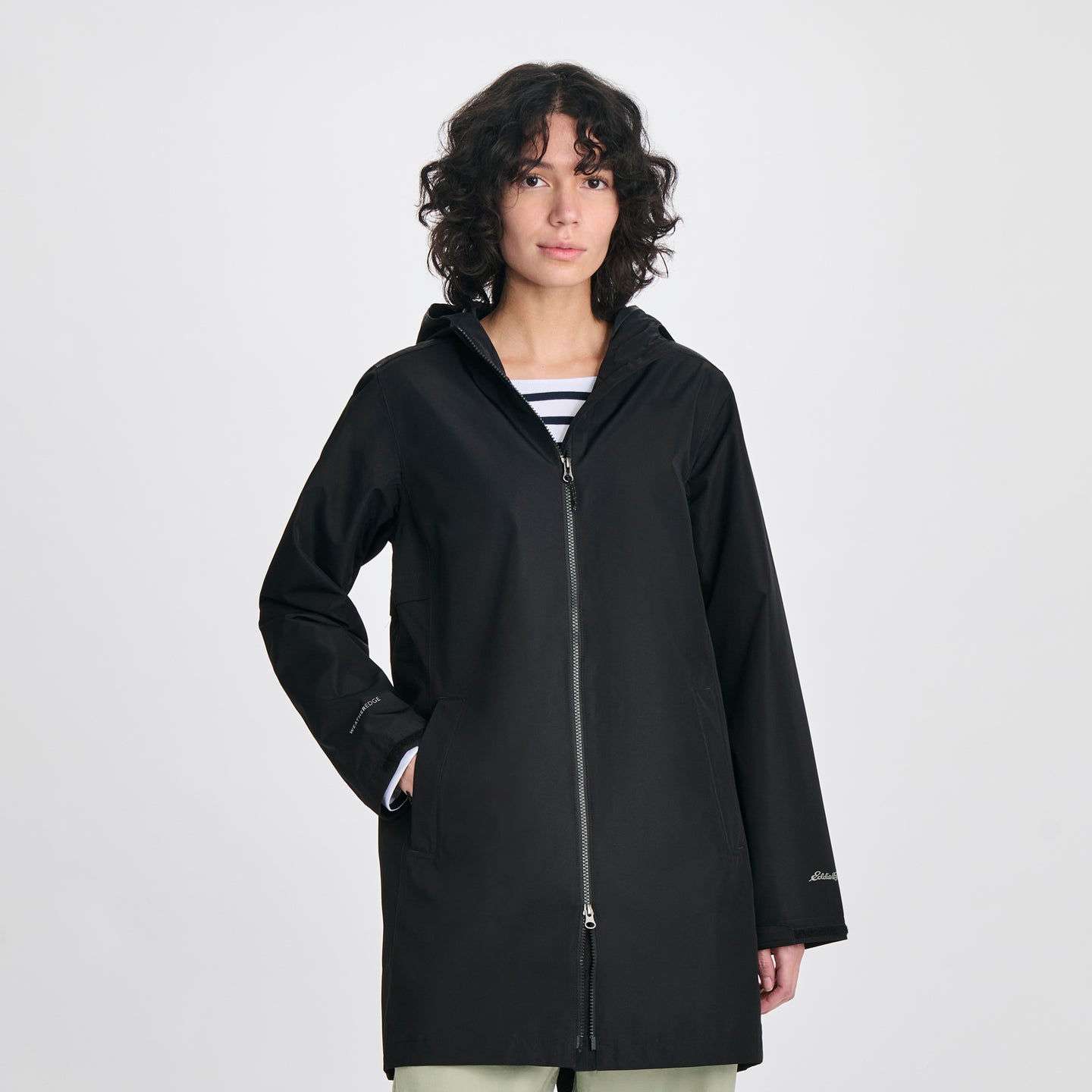 Women's Rainy Pass Water-Repellent Trench Coat-Black-1