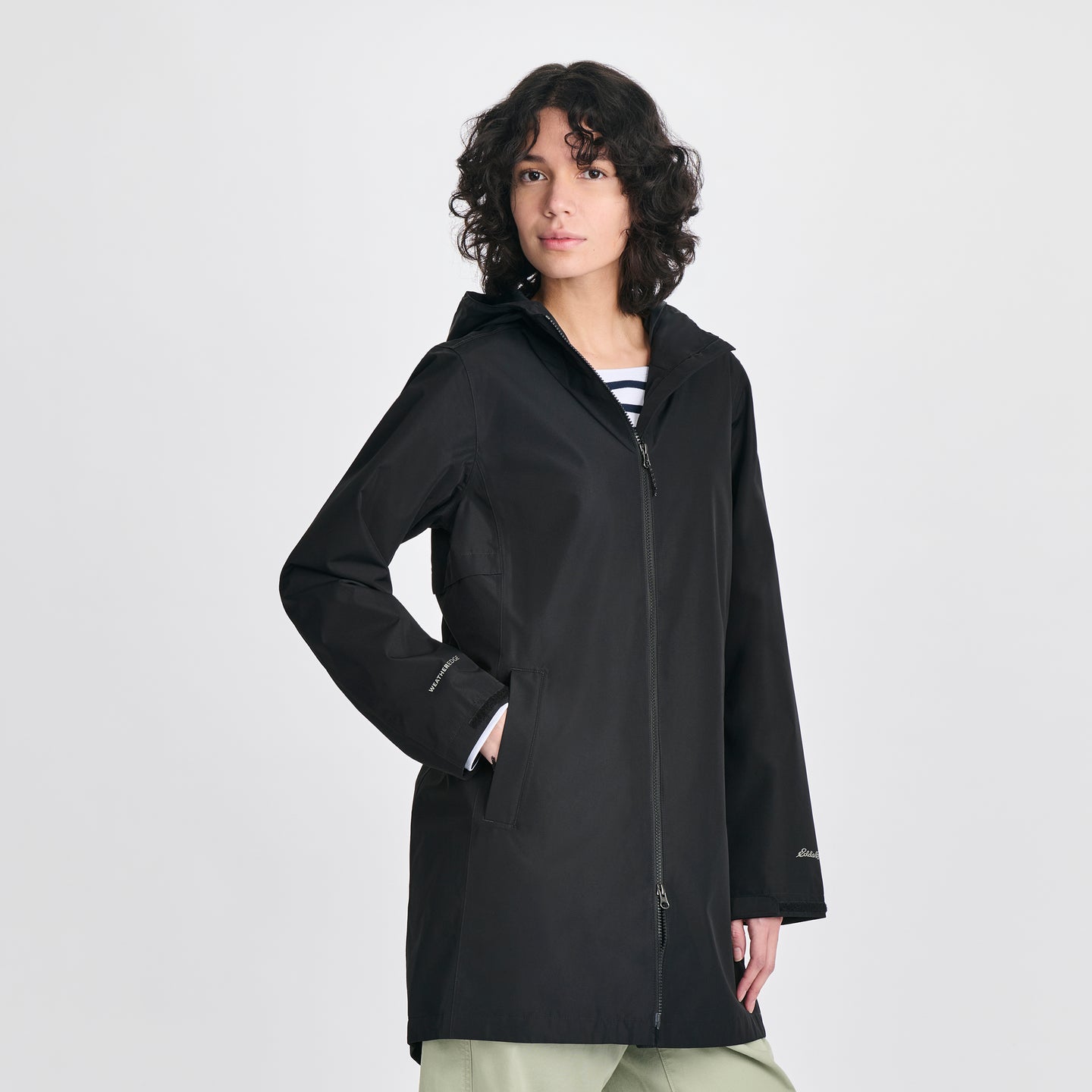 Women's Rainy Pass Water-Repellent Trench Coat-Black-3