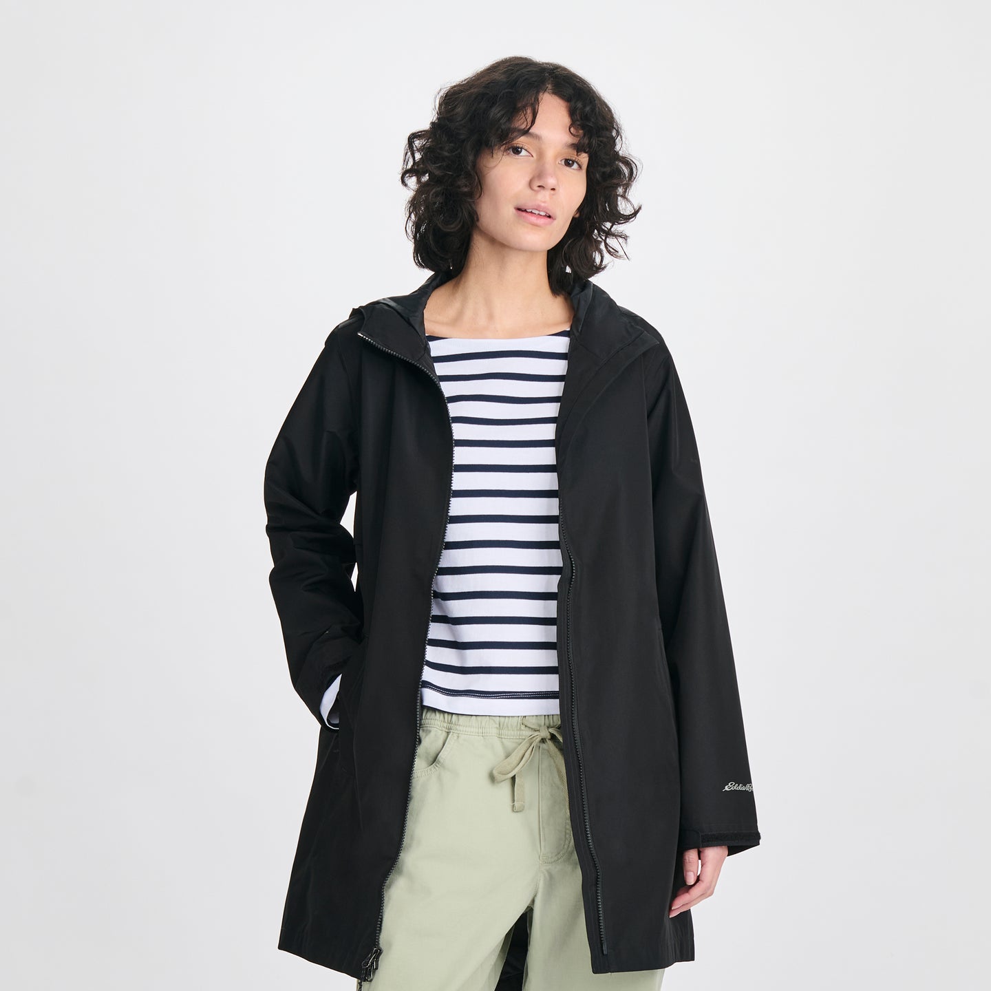 Women's Rainy Pass Water-Repellent Trench Coat-Black-4