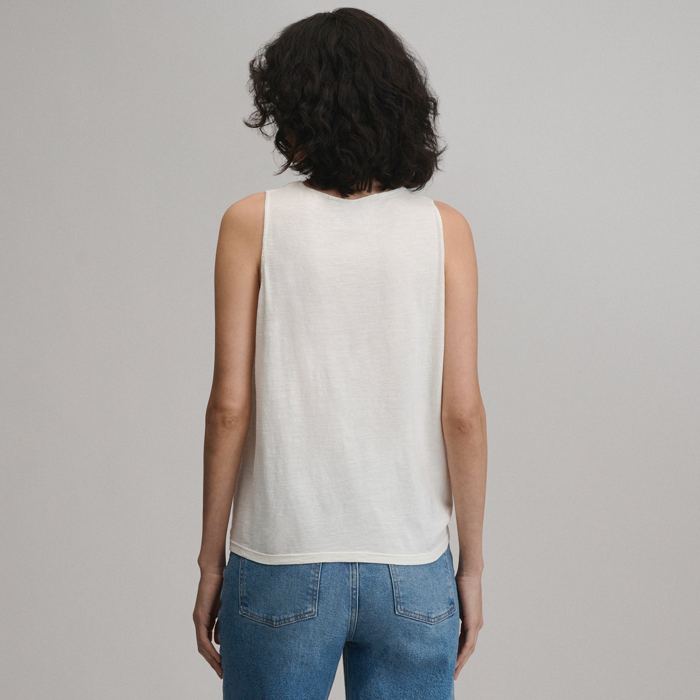 Women's Sunwashed Cotton Tie Front Tank-Snow-2