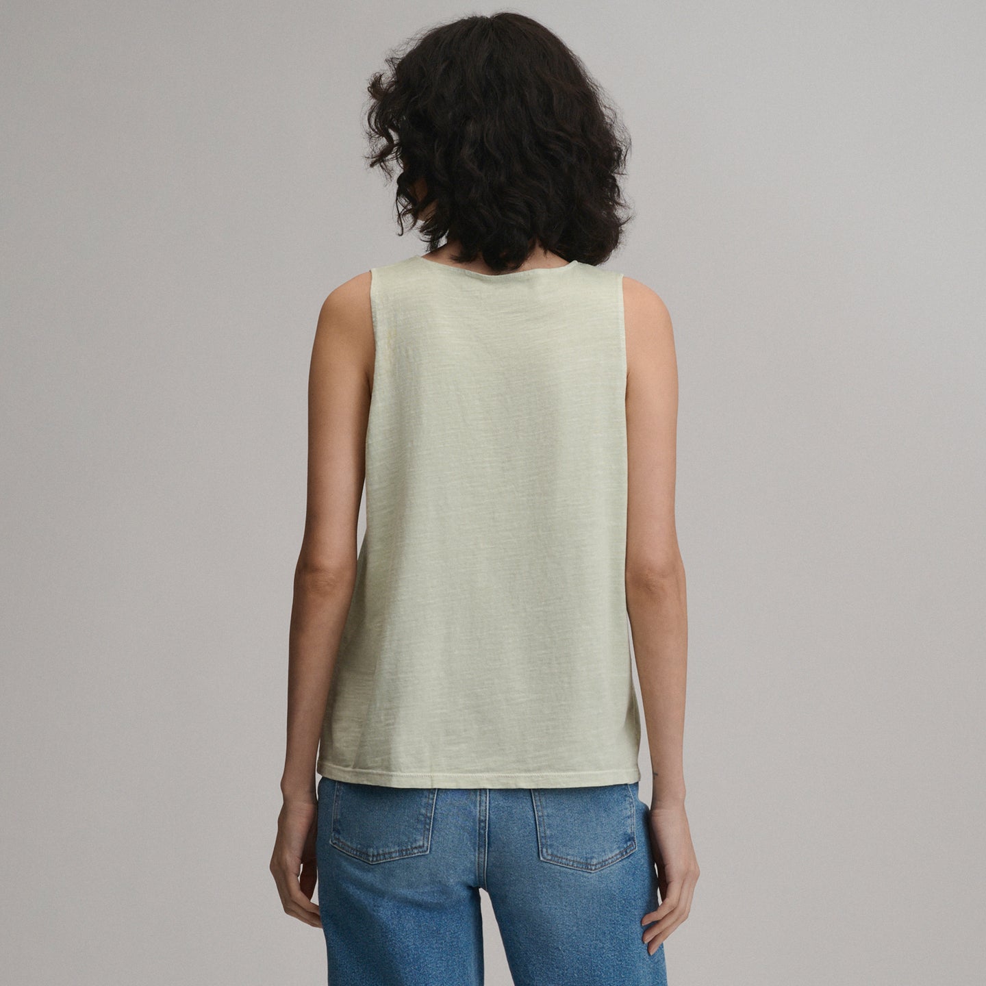 Women's Sunwashed Cotton Tie Front Tank-Honeydew-6