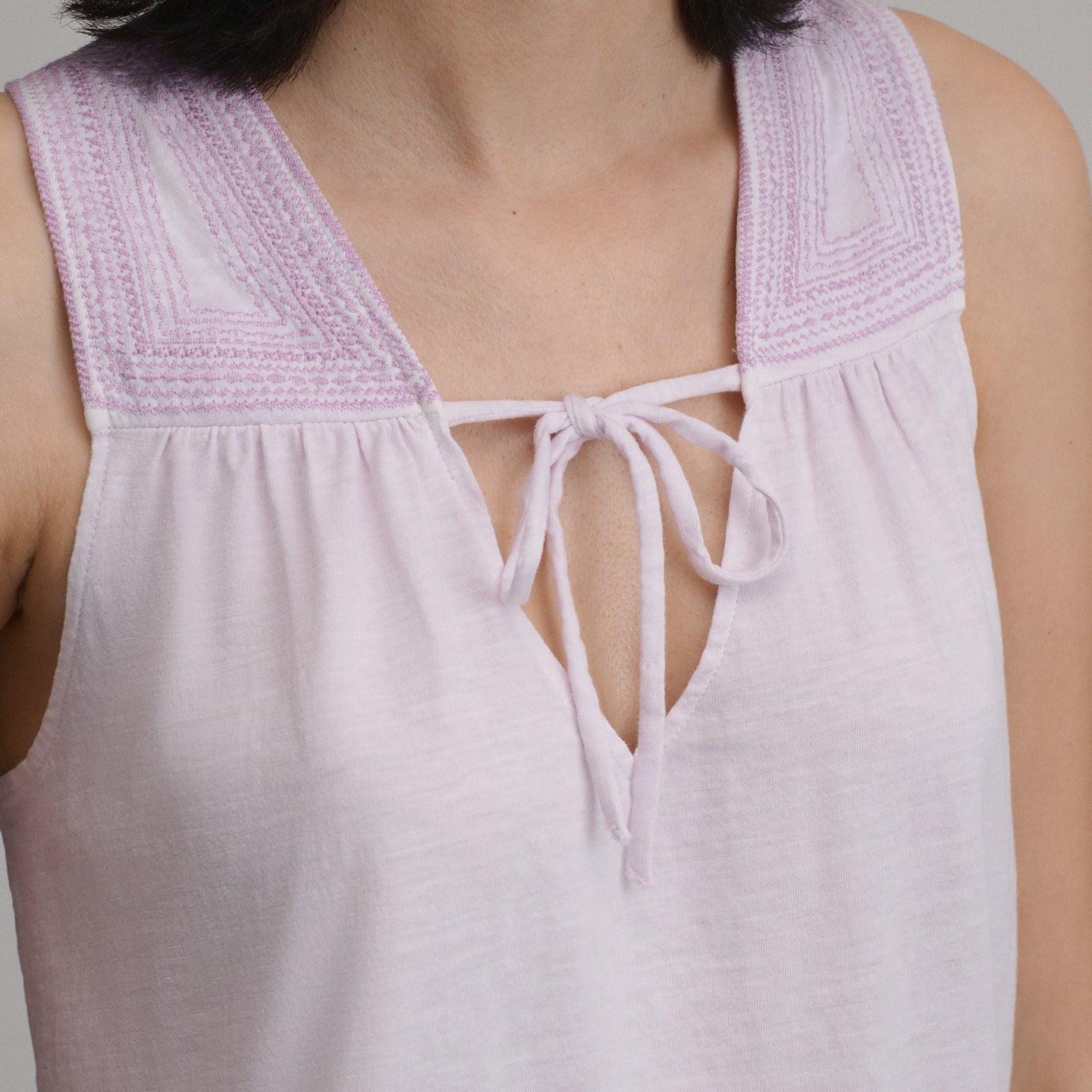 Women's Sunwashed Cotton Tie Front Tank-Cosmos-11