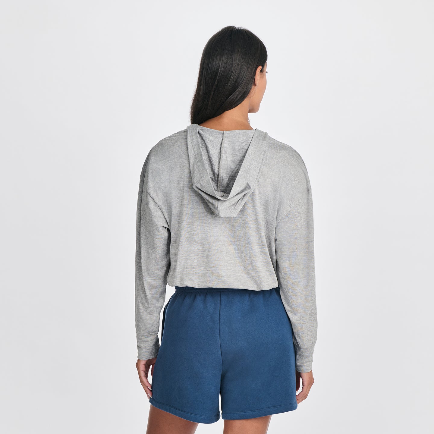 Women's Sightseer Cropped Full-Zip Hoodie-Med Htr Gray-3