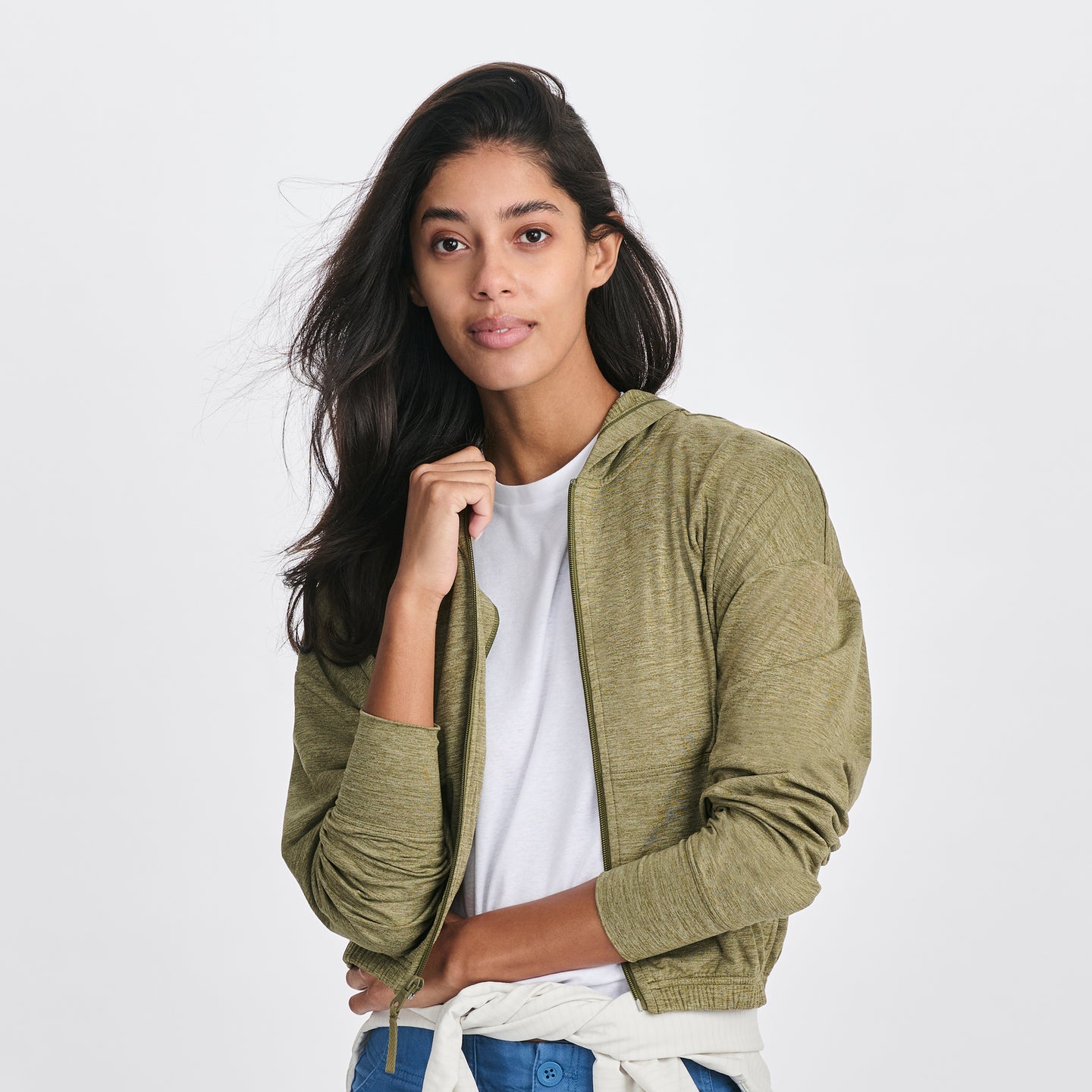Women's Sightseer Cropped Full-Zip Hoodie-Dusty Sage-6