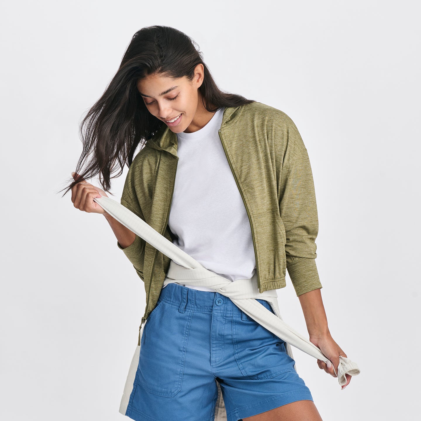 Women's Sightseer Cropped Full-Zip Hoodie-Dusty Sage-8